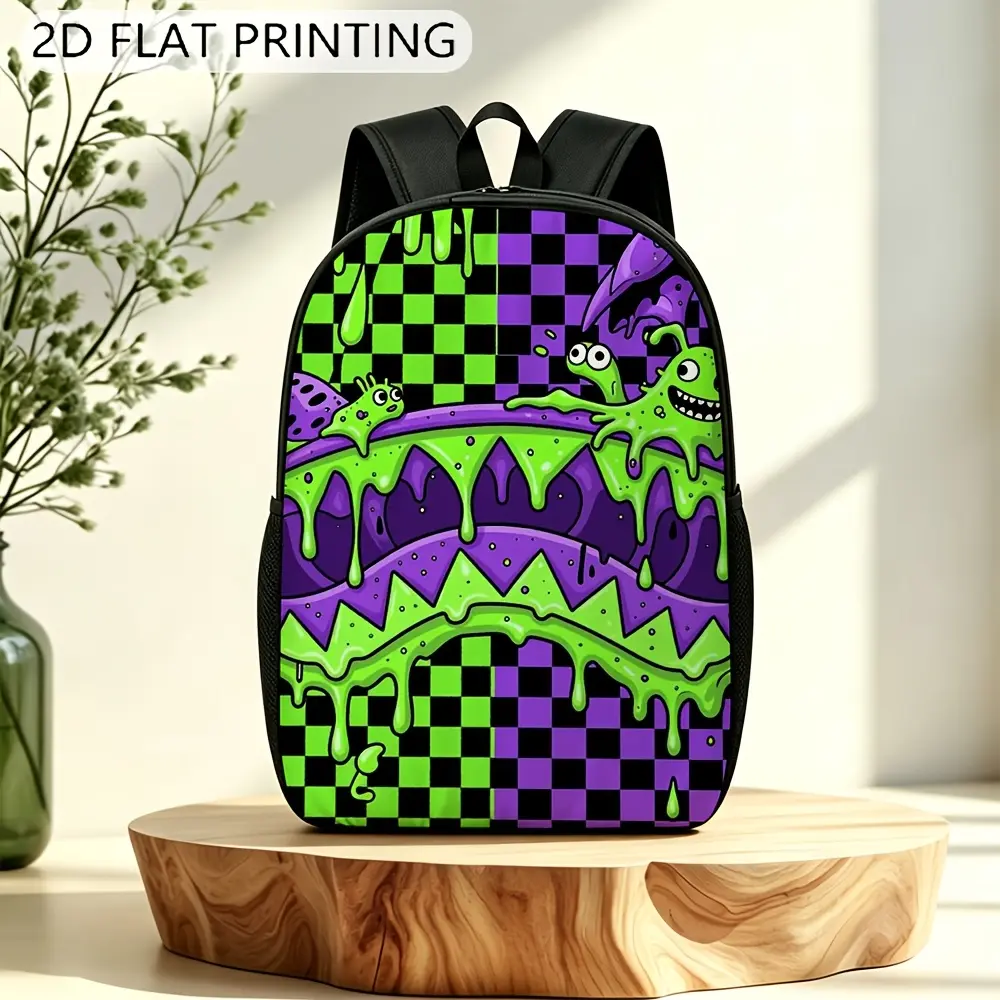 Large Durable Unisex Backpack - Adjustable Shoulder Strap, Smooth Zipper, Lightweight 2D Flat Style Book Bag for School, Daily Use, Book Bags For School