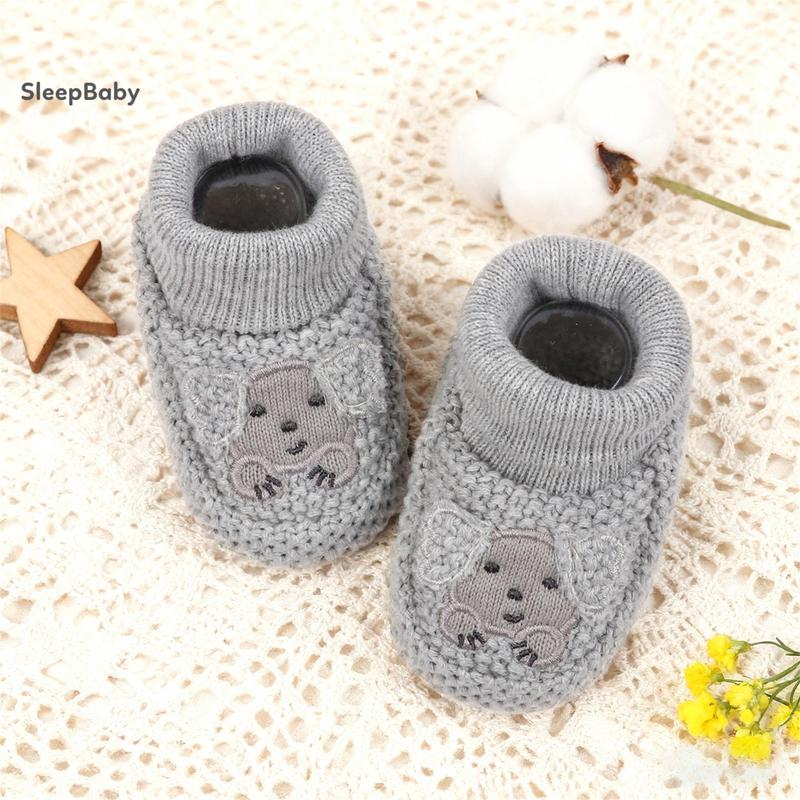 Knitted Baby Booties with Ears Soft Infant Boots Comfortable Winter Shoes for Boys and Girls
