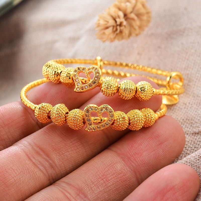 18k Gold Color Bangles For Baby Child Kids Ethiopian Bracelts Jewelry a Birthday Present  Habesha Party Bracelets