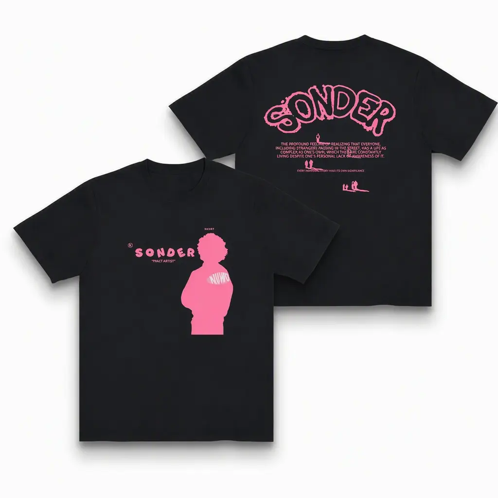 Men's Pink Sonder Graphic T-Shirt - 180G 100% Cotton, Lightweight, Breathable, Soft, Relaxed Fit, Casual Crewneck Streetwear, All Season, Machine Wash, Made In USA, Graphic T Shirts, Good Graphic Tees