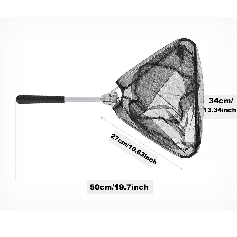 Folding Manual Fishing Net With Aluminum Alloy Handle, 1 Count Triangular Fish Landing Net, Fishing Gear, Fishing Accessories