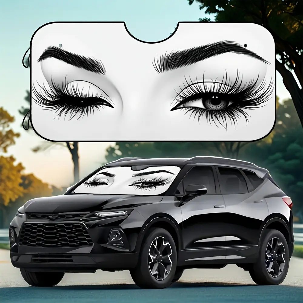 1pc, Women Eyes Wink Automotive Sun Visor, Sexy Long Eyelashes Car Windshield Sun Shade for Maximum Comfort and Heat Protection Car Sun Shades, Sun Cover For Car Windshield