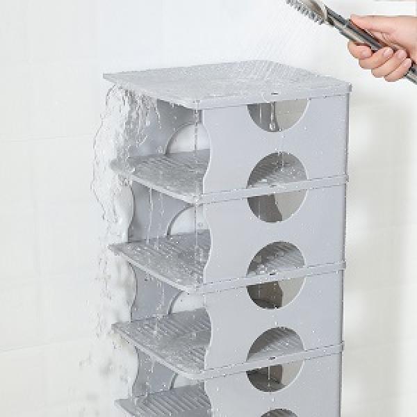 6-Tier Shoe Rack, Stackable Storage Organizer for Bedroom Entry, Adjustable Rack, Shoe Slots Shelf, Easy Tower Rack, Grey