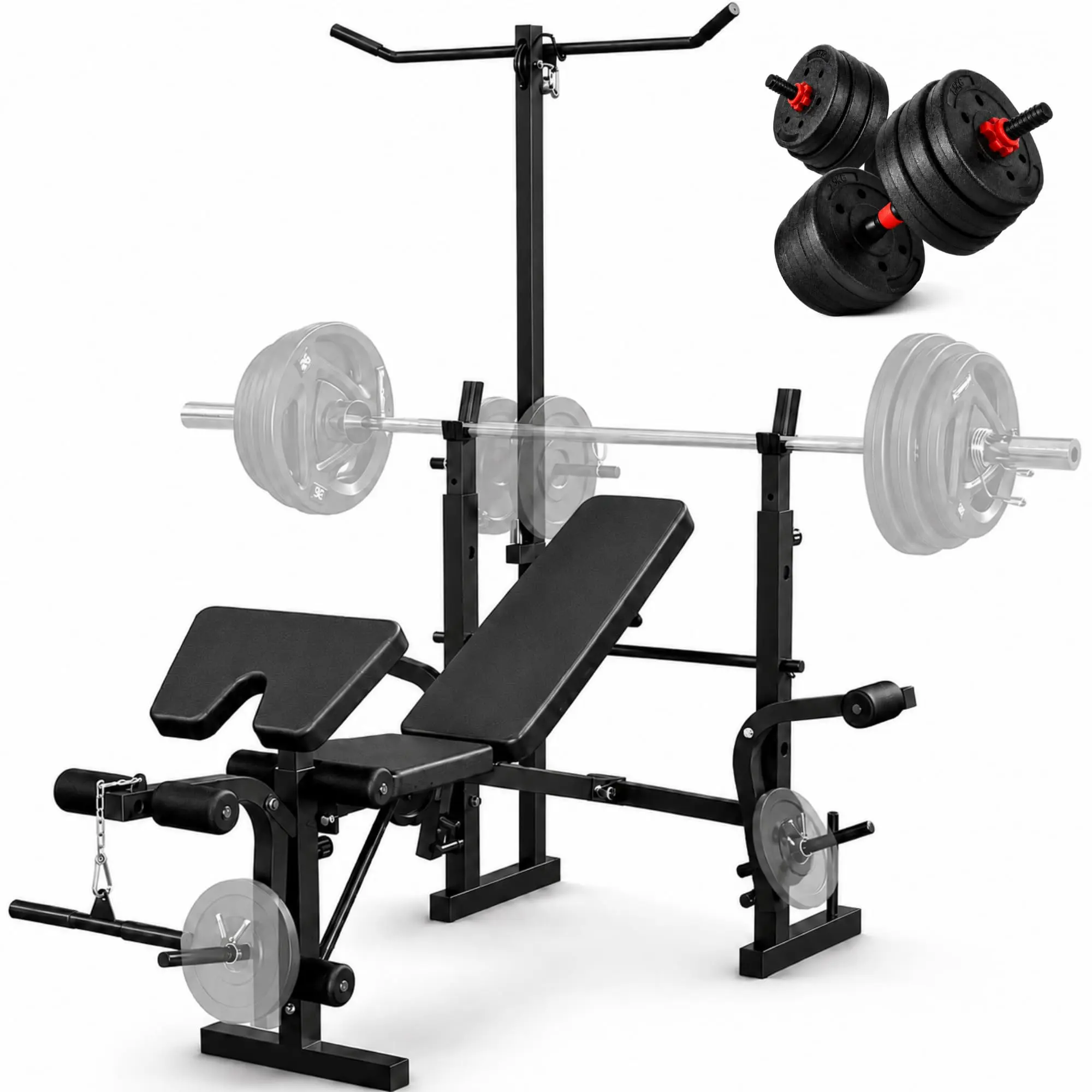 Hosslly Adjustable Weight Bench & Dumbbell Set - Adjustable Fitness Tool, Multi-Position Exercise Equipment for Home Gym Strength Training, Bench Press Ready, 44lb/55lb/66lb Weights, Full-Body Gym Equipment