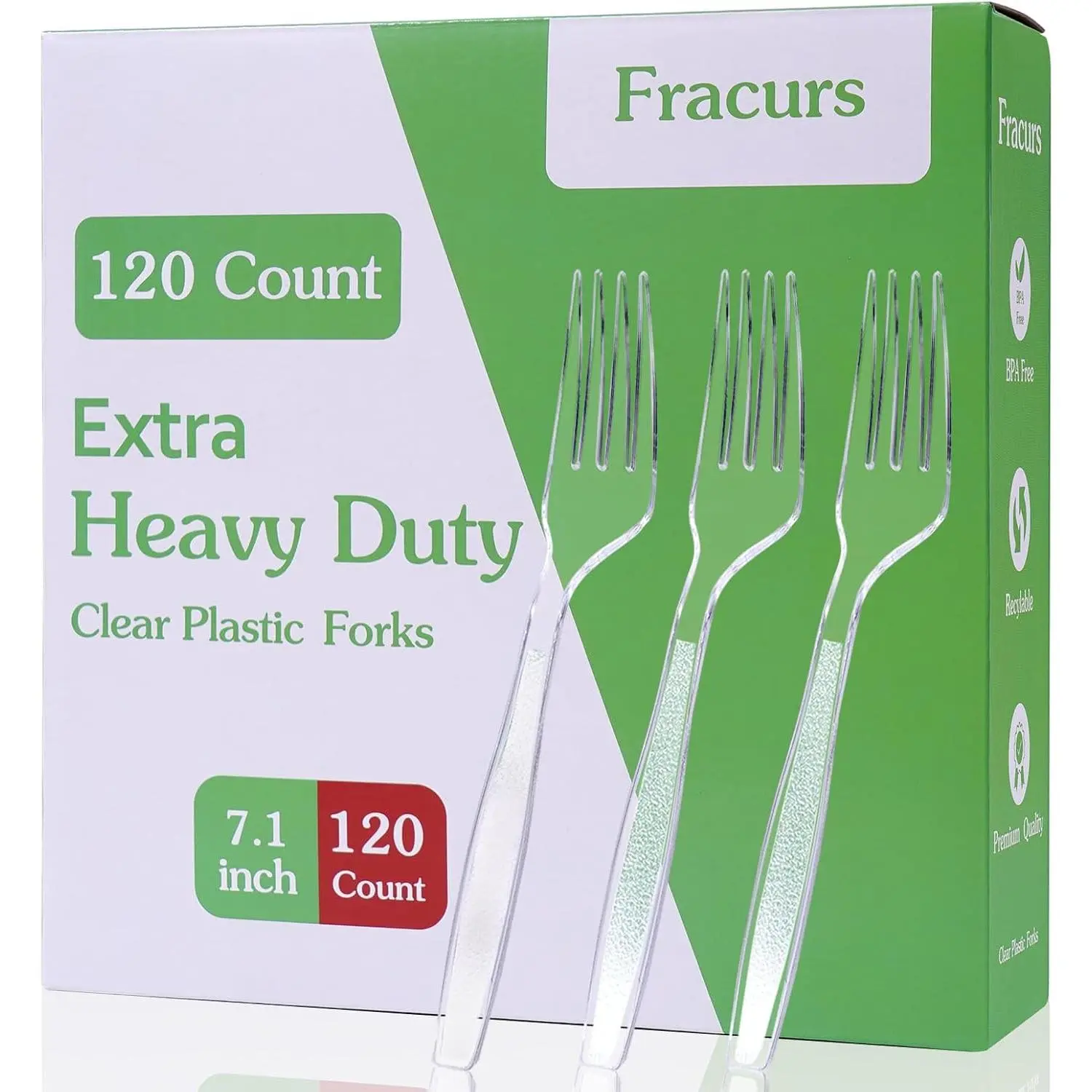 120 Count Extra Plastic Forks Heavy Duty, 7.1" Premium Disposable Forks Bulk, Heat Resistant & BPA-Free, Solid and Sturdy Clear Forks for Parties, Catering, Events and Everyday Use