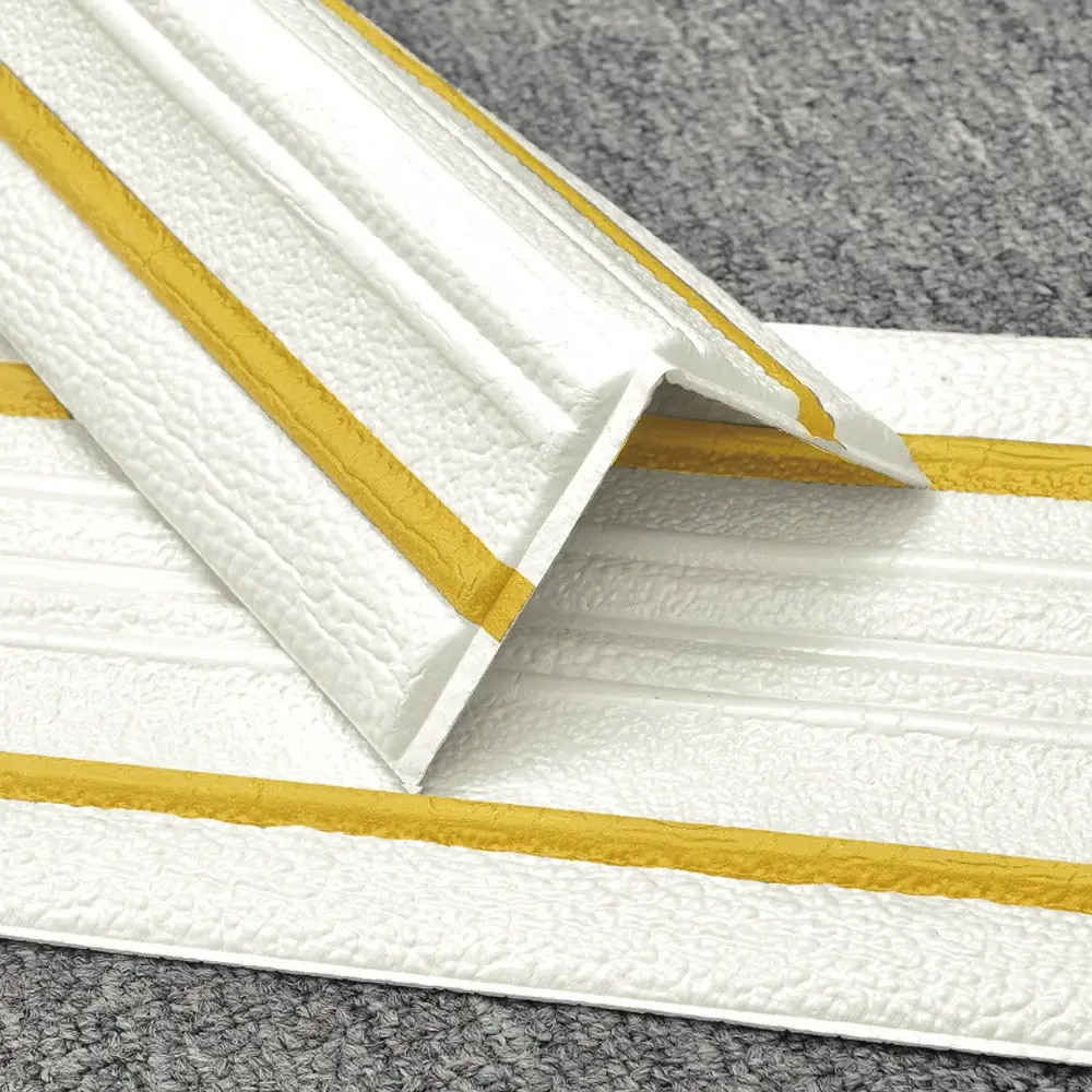 Self-Adhesive PVC Corner Line Ceiling Interior Wall Sticker, Decorative Background Wall Border, Baseboard Trim, Easy Install, One Roll