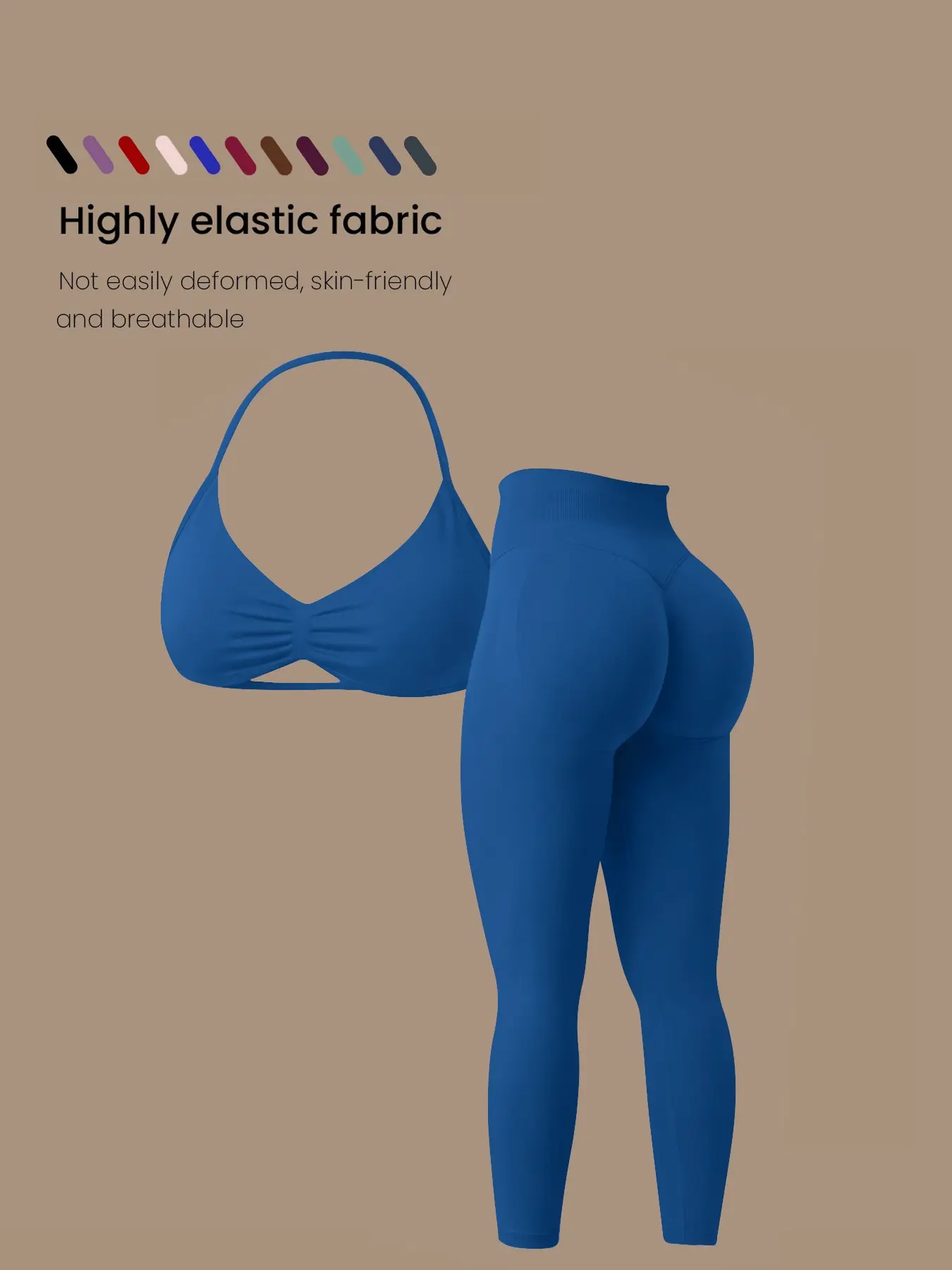 Women's Seamless Sporty Two-Piece Set, Backless Sleeveless Yoga Bra & High-Waist Leggings, Quick-Dry Stretch Sportswear