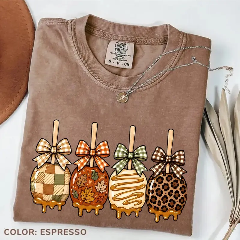 Caramel Apple Pops T-shirt, Fall Treat Shirt, Autumn Boutique Sublimation Trending Fall Season 2026 Shirt