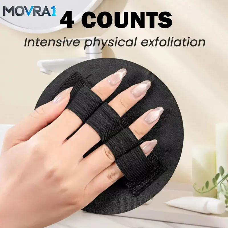 MOVRA1 4 Counts Premium Exfoliating Gloves Body, Painless Remover Dead Skin Rubber Shower Scrubber, Skin Scrubber Exfoliator, Black