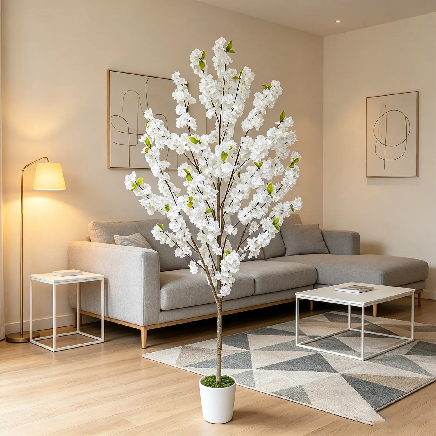 160-210cm Artificial Cherry Blossom Tree potted, Realistic Leaves and Flowers, suitable for Living Room, Balcony, Wedding, Indoor/outdoor Decor Valentine's Day