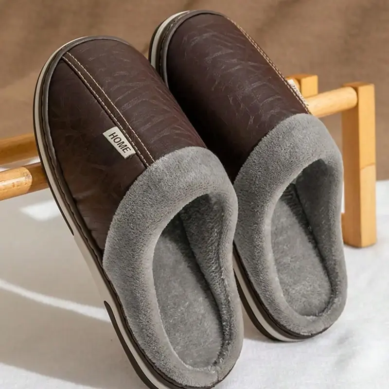 Men's Casual Geometric Pattern Plush Slippers As Gift, Simple Soft & Comfy Bedroom Slippers, Warm Home Slippers for Fall & Winter Wear, Perfect for Men Daily Wear, Indoor Warm Slippers, Autumn Winter Slippers, Slipper Shoes