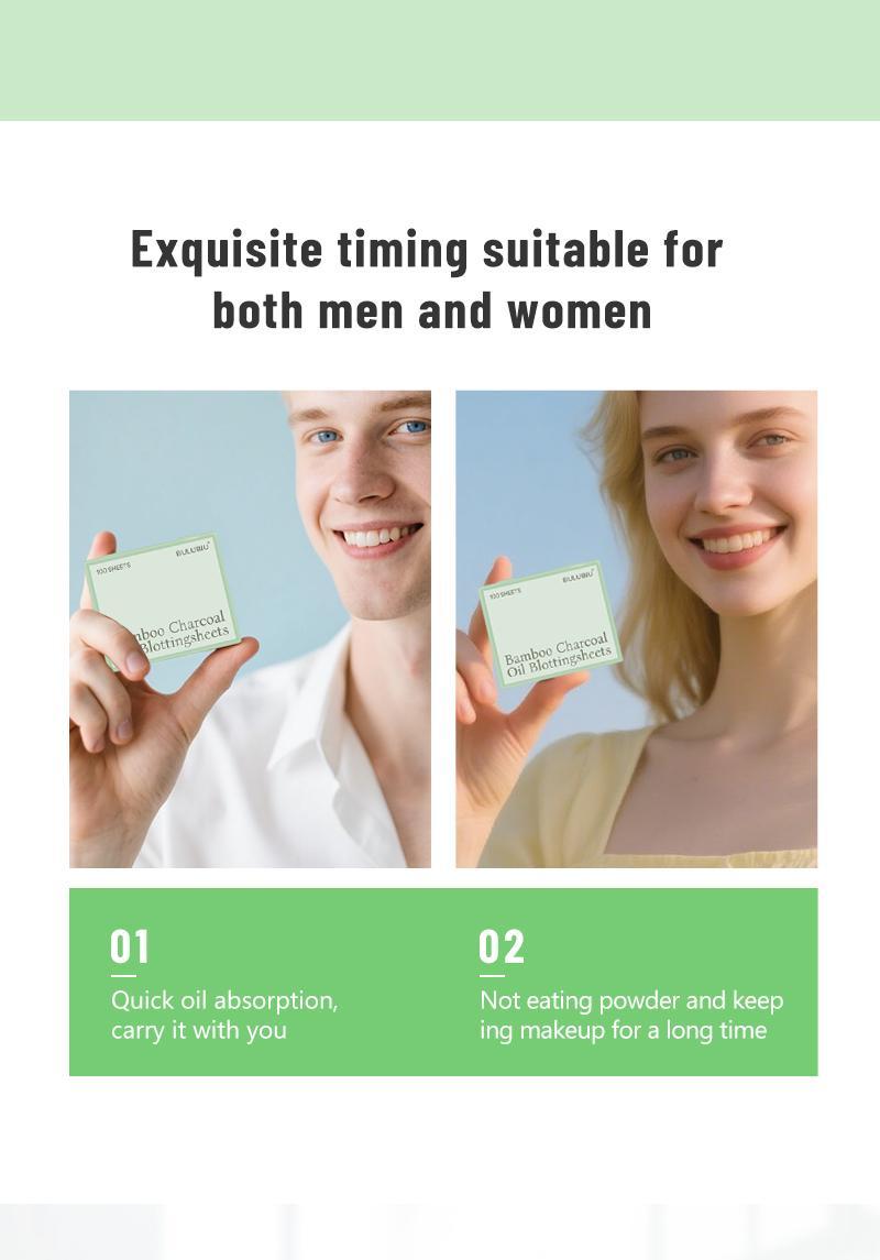 Blotting Papers for Oily Skin & Makeup Lovers - 50 Sheets with Mirror and Powder Puff | Bamboo Charcoal Absorbs Excess Oil, Keeps Skin Fresh and Matte Throughout the Day