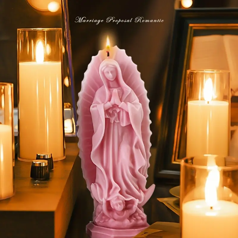 Handcrafted Virgin Mary Candle, Decorative Religious Candle, Ideal For Home Decor, Prayer, Meditation