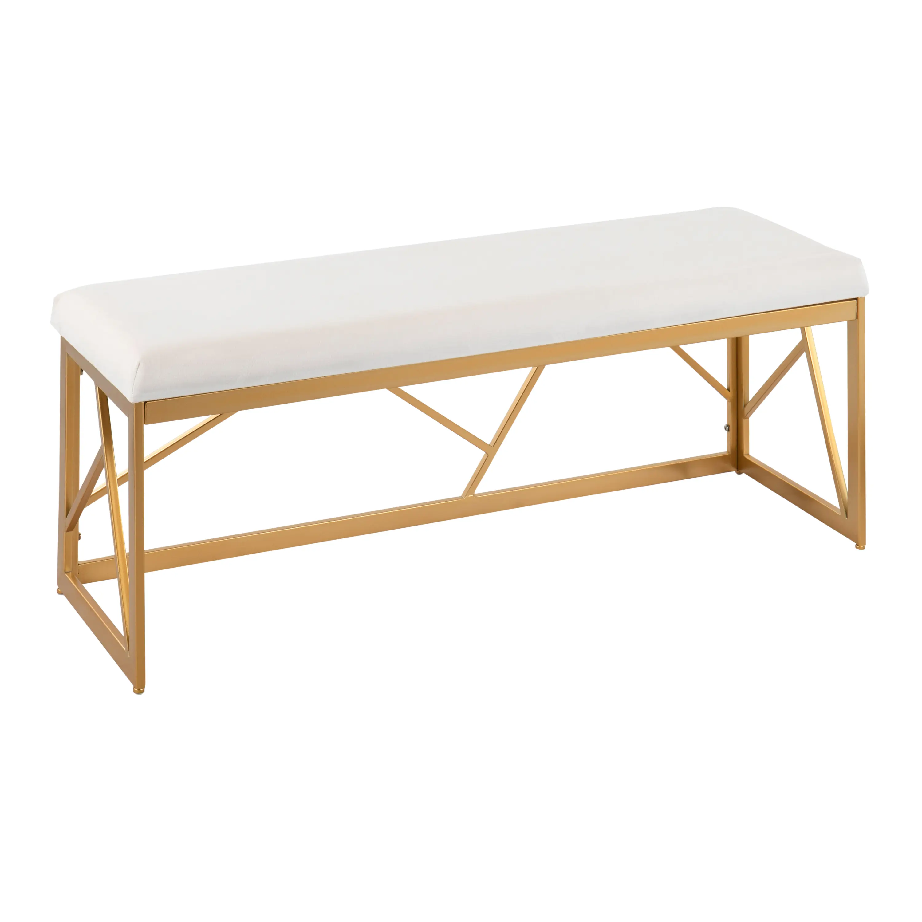 ARCH Glam Metal Bench Gold Steel Frame White Velvet Upholstered Accent Seat for Living Room Bedroom Entryway Modern Home Decor Furniture, Home Furniture and Household Product Search Terms for US Online Shopping, Stylish Decorative Bench