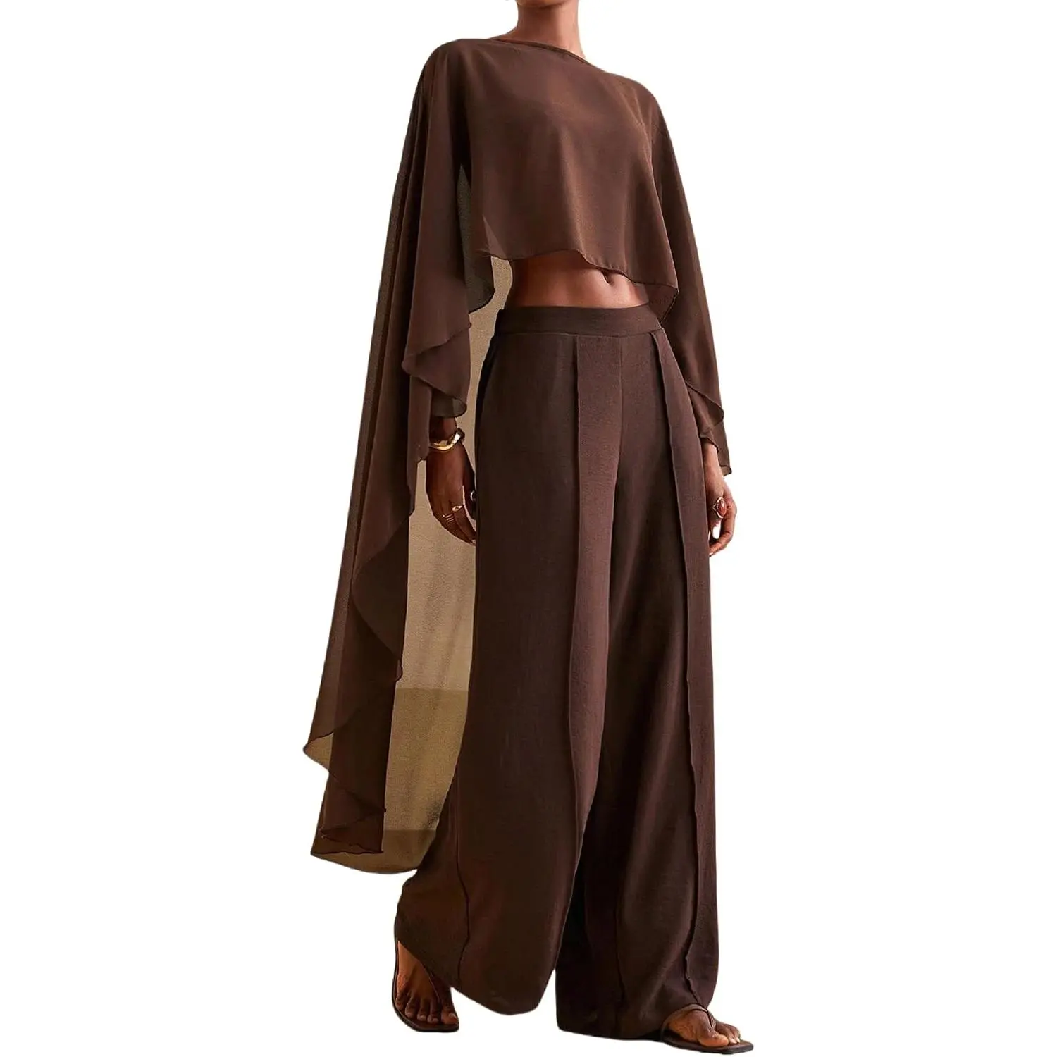 Women Sheer Long Cape High Low Hem Chiffon Shawl Flowy Mesh Poncho Wraps for Evening Dress Cover Up Capes