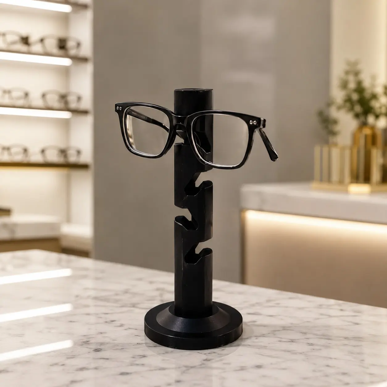 3-Tier Detachable Glasses Display Stand, Minimalist Bohemian Eyeglass Storage Holder, Easy Assembly Durable Plastic Desktop Organizer for Desk Nightstand Living Room Decor