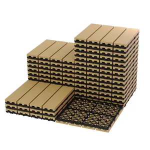 27 Pack Interlocking Composite Deck Tiles, 12" x 12" Outdoor Patio Flooring, Waterproof All Weather Decking Tiles for Poolside, Backyard & Pathway
