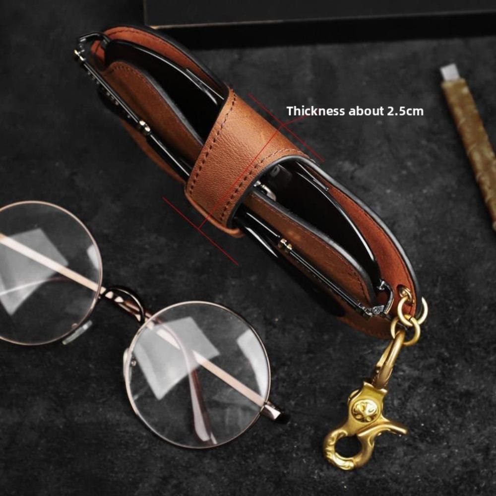 Vintage Leather Sunglasses Case – Portable Soft Glasses Pouch for Men & Women, Protective Eyewear Storage