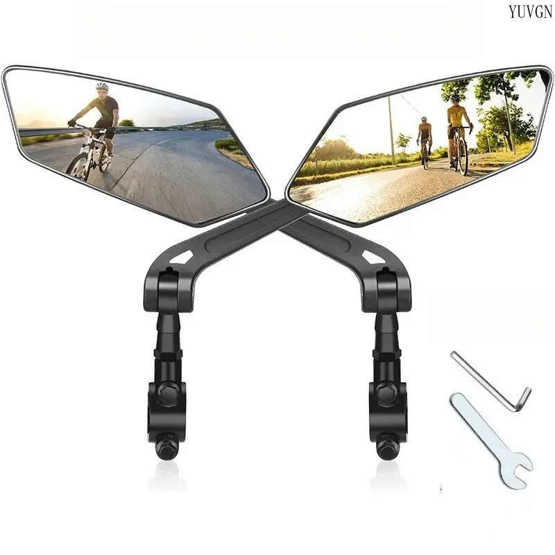 Bicycle Rearview Mirror - Adjustable Wide View, Hollow Arm Handlebar-Mount Safety Aid, Universal Anti-Shake Biking Accessory, for Mountain & Road Bikes (Bike Accessories Included), Universal Mount, Cycling, Functional, Universal Size