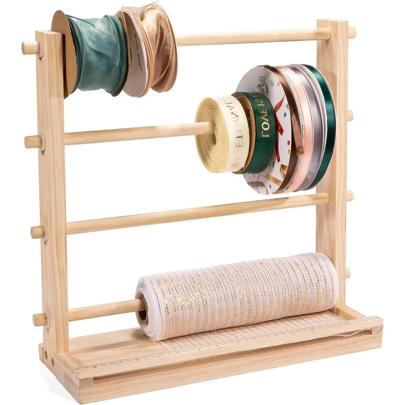 Ribbon Storage Rack Spool Holder Organizer for Sewing, Crochet Thread, Tulle, Washi Tape, Wreath Mesh & Florist Wrapping, 15.7 inGift
