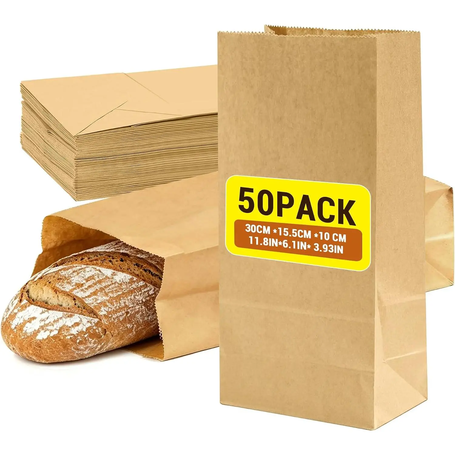 8 LB  Paper Lunch Bags,50 Pack Brown Paper Bags for Lunches, Sandwich, Snacks, Take Out, Arts and Shopping