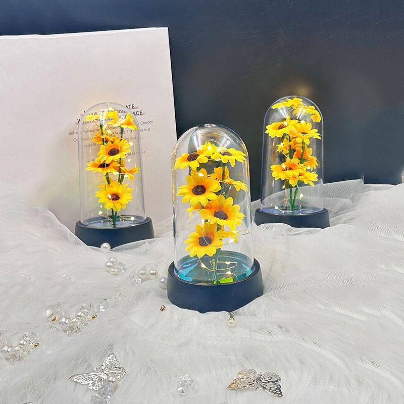 Sunflower Design Light Up Display Box, 1 Piece Battery Powered Flower Light Box without Battery, Decorative Ornament, Gift for Mom, Wife, Girlfriend