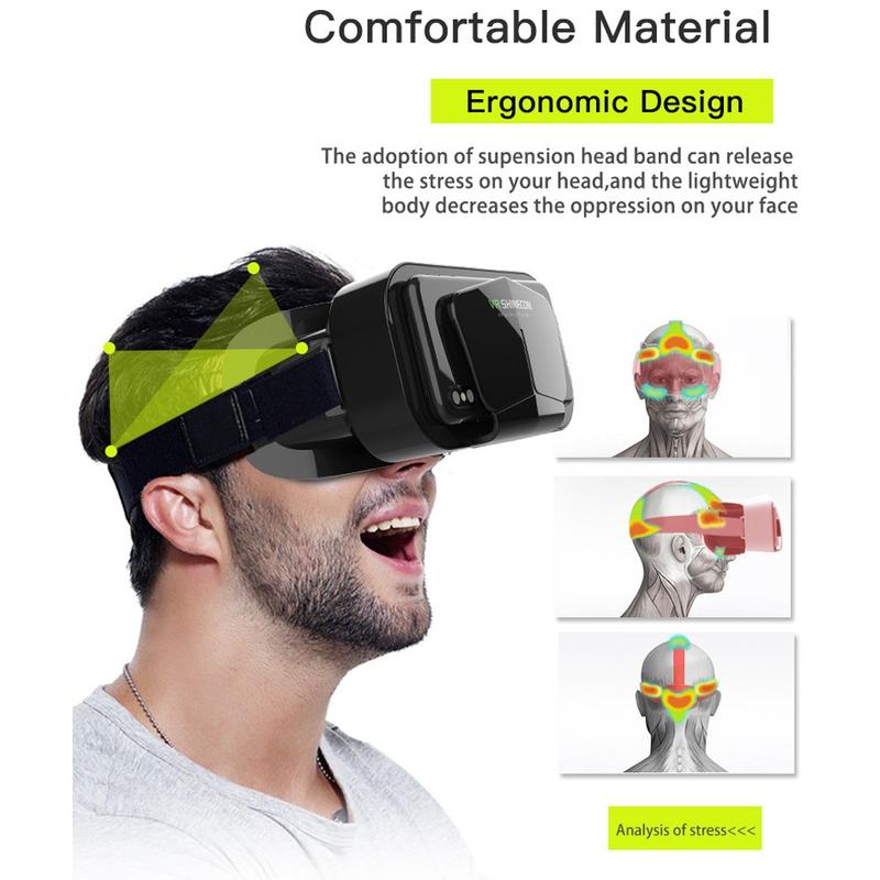 Shinecon Virtual Reality Viar 3D VR Glasses Device Helmet Lenses Headset Goggle Smart For Smartphone Cell Phone Mobile Realidade Controller wearable movie game film Video Glasses