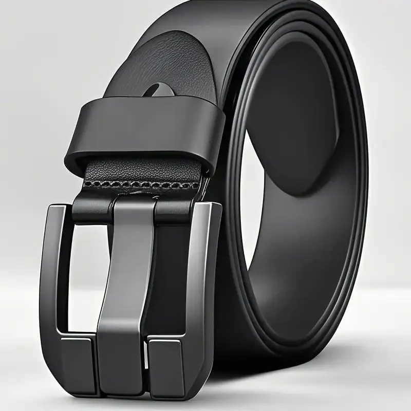 Men's PU Leather Belt, Retro Square Wide Needle Buckle Belt, Durable Belt for Business and Leisure, Ideal Choice for Gift Giving