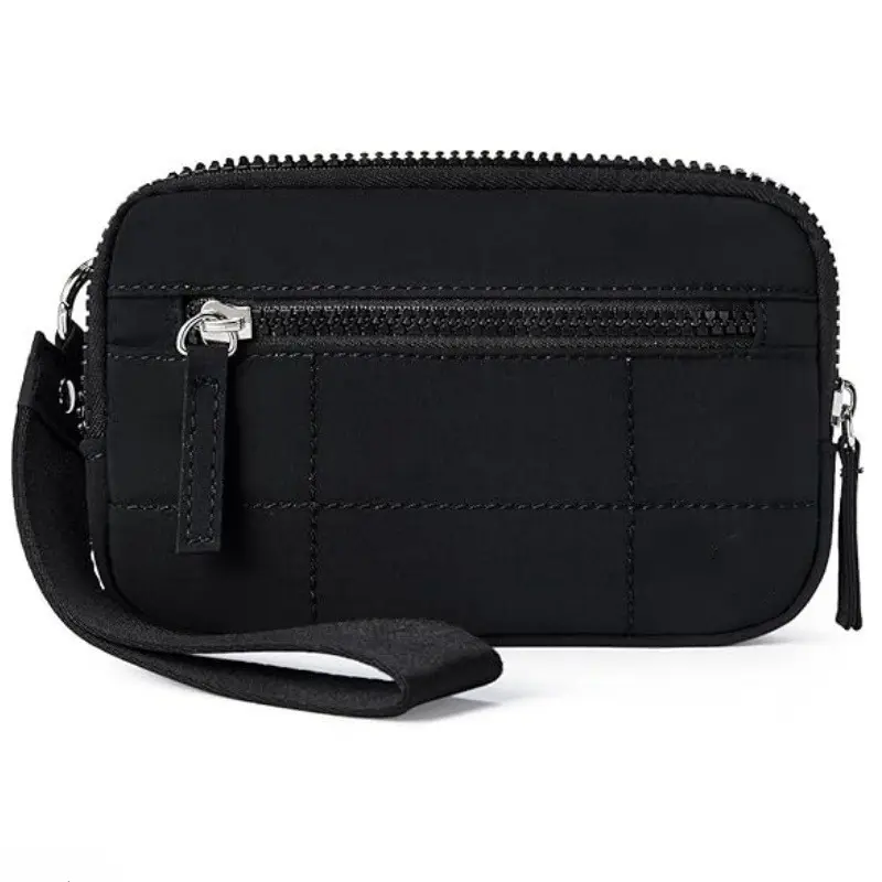Women's Quilted Nylon Wristlet Wallet, Compact Phone Bag and Card Holder with a Detachable Strap for Daily Use, Nylon Fabric, Compact Shape
