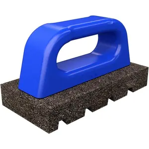 Fluted Rub Brick 6" x 3" x 1" 20 Grit Silicon Carbide with Comfortable Plastic Handle for Smoothing Concrete Surfaces
