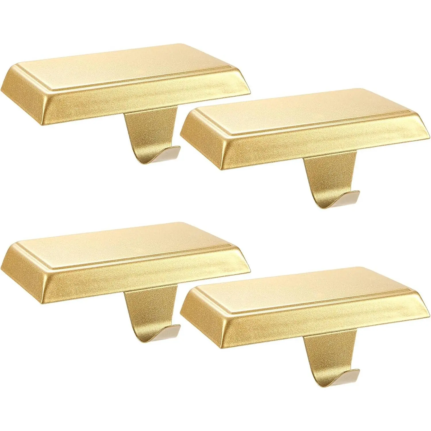 4 Pieces Christmas Stocking Holders Mantel Stocking Hanger Hooks Fireplace Mantle Metal Hang Bases for Xmas Party Decorations (Gold)