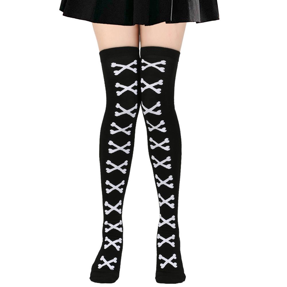 3 pairs Over-The-Knee Black White Pink Lolita Stockings