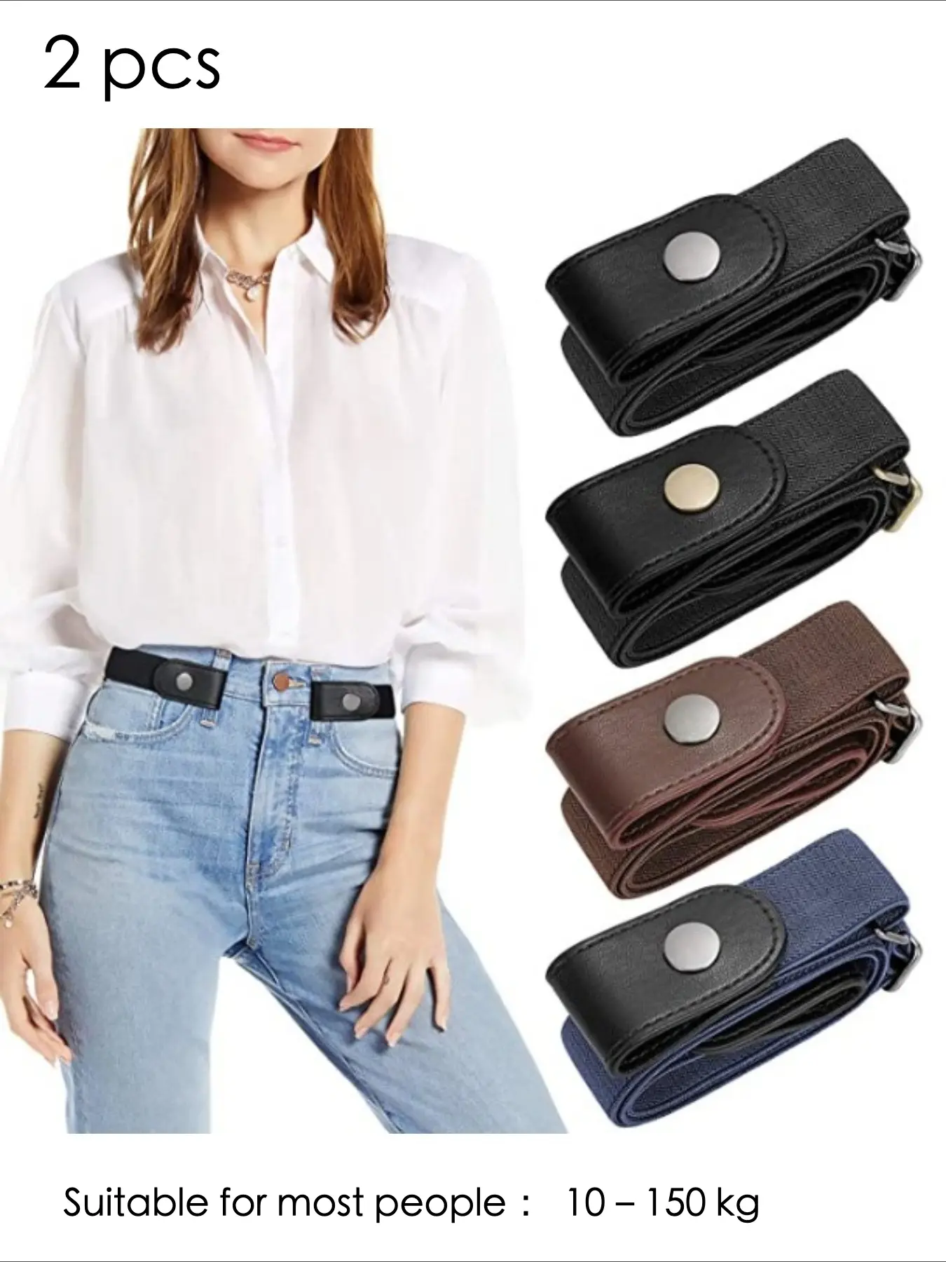 Invisible Belt, Seamless Lazy Elastic Waist Belt for Women, Versatile Stretch Strap for Jeans, Decorative No-Buckle Belt, Casual Jeans Belt