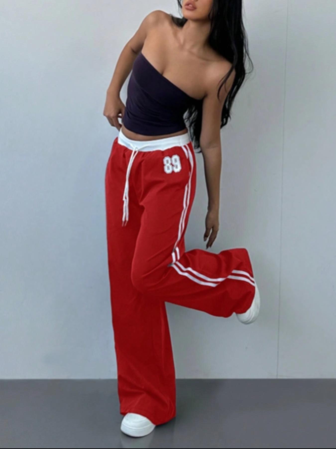 Women's Striped Side Sweatpants, Casual Comfy Wide Leg Trousers for Daily Wear, Ladies Bottoms for All Seasons Pants, Athleisure Style Bottoms