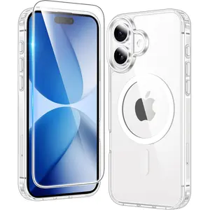 for iPhone 17 Case Clear: Magnetic Transparent Phone Cases with Screen Protector Slim Anti Yellowing Military Grade Drop Protection Rugged Shockproof Protective Cell Phone Cover (A-Clear)