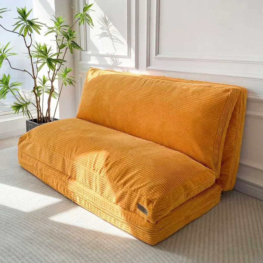 Bean Bag Bed Folding Sofa Bed Floor Mattress Adults, Extra Thick And Long Floor Sofa With Corded Washable Cover