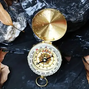 Copper Survival Compass with Night Glow Function, Water Resistant, Improves Visibility for Camping and Hiking, Essential Night Adventure Tool