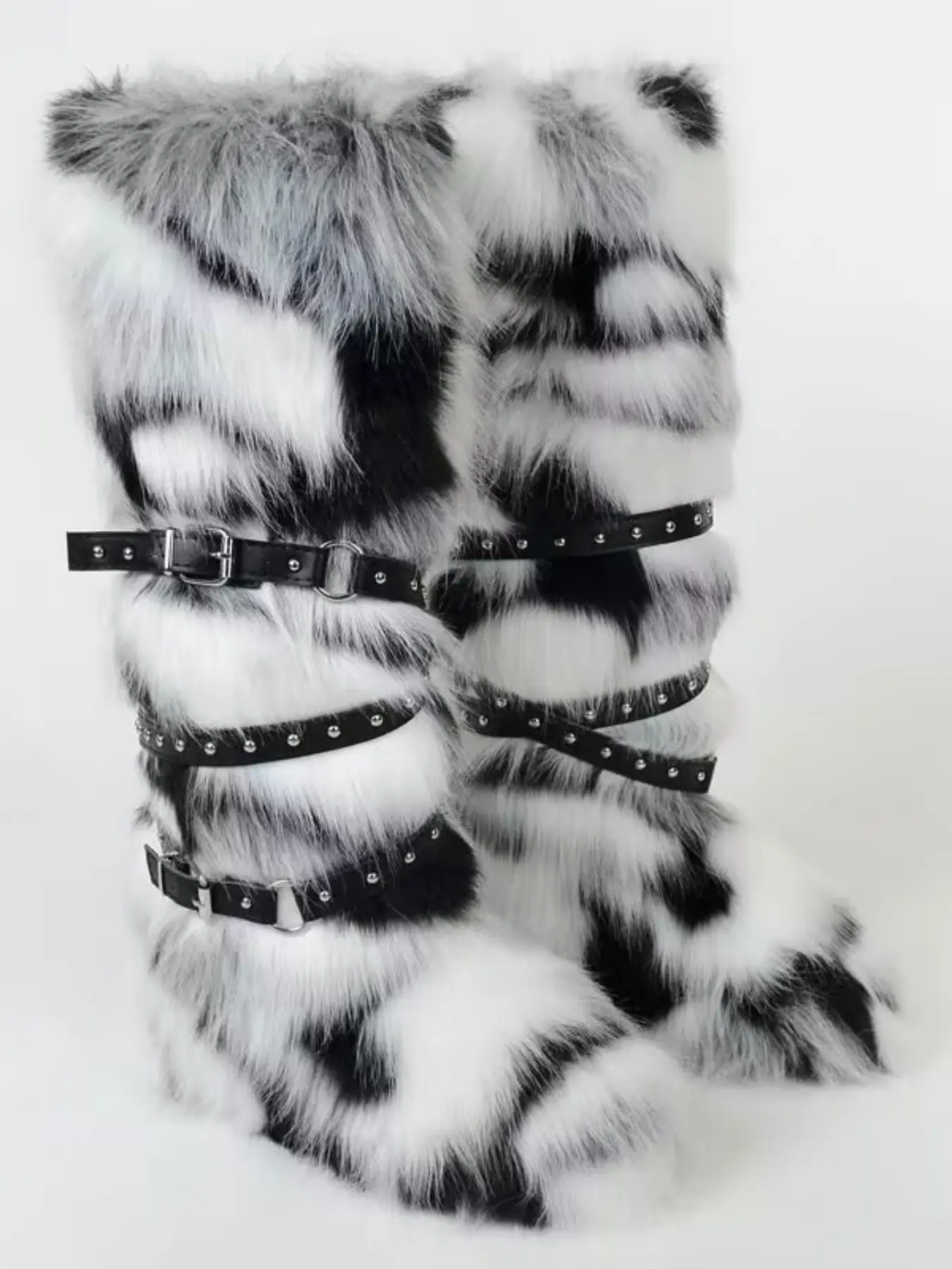 New Hot Girl Snow Boots, Faux Fur Design, Y2K Punk Style, Rivets & Straps, High-Top Women's Short Boots, Atlanta Girls' Shoes