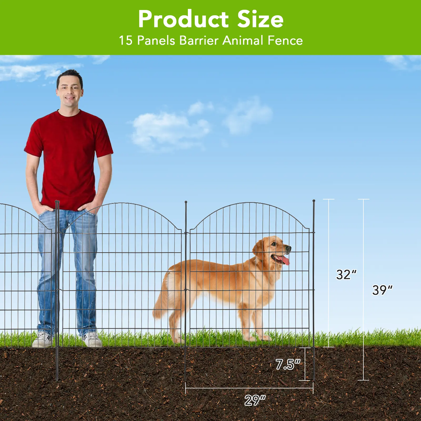 Upper arc,29×32 in,15 mesh pcs+16 ground plugs 