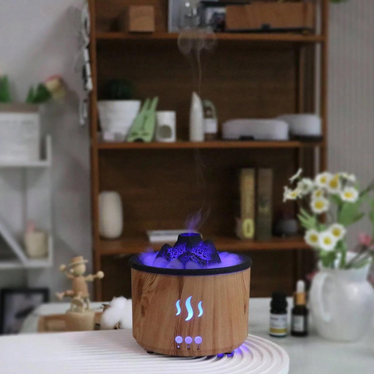 Flame Ring Humidifier Diffuser, Household Diffuser Humidifier, Cold Mist Aromatic Silent Evaporator, Volcanic Lava Humidifier, Suitable For Offices, Gyms, Bedrooms And Living Rooms