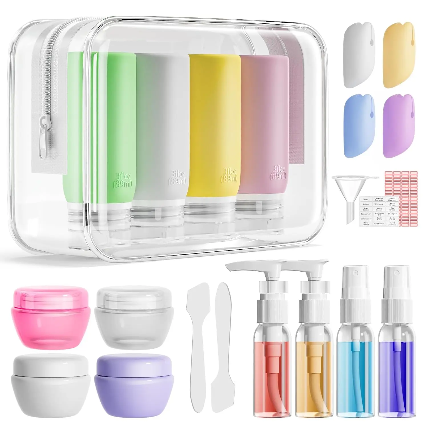 21 Pack Leak Proof  Travel Bottles Set, TSA Approved Containers for Toiletries, Travel Size Accessories and Shampoo Conditioner Bottles with Toiletry Bag ()