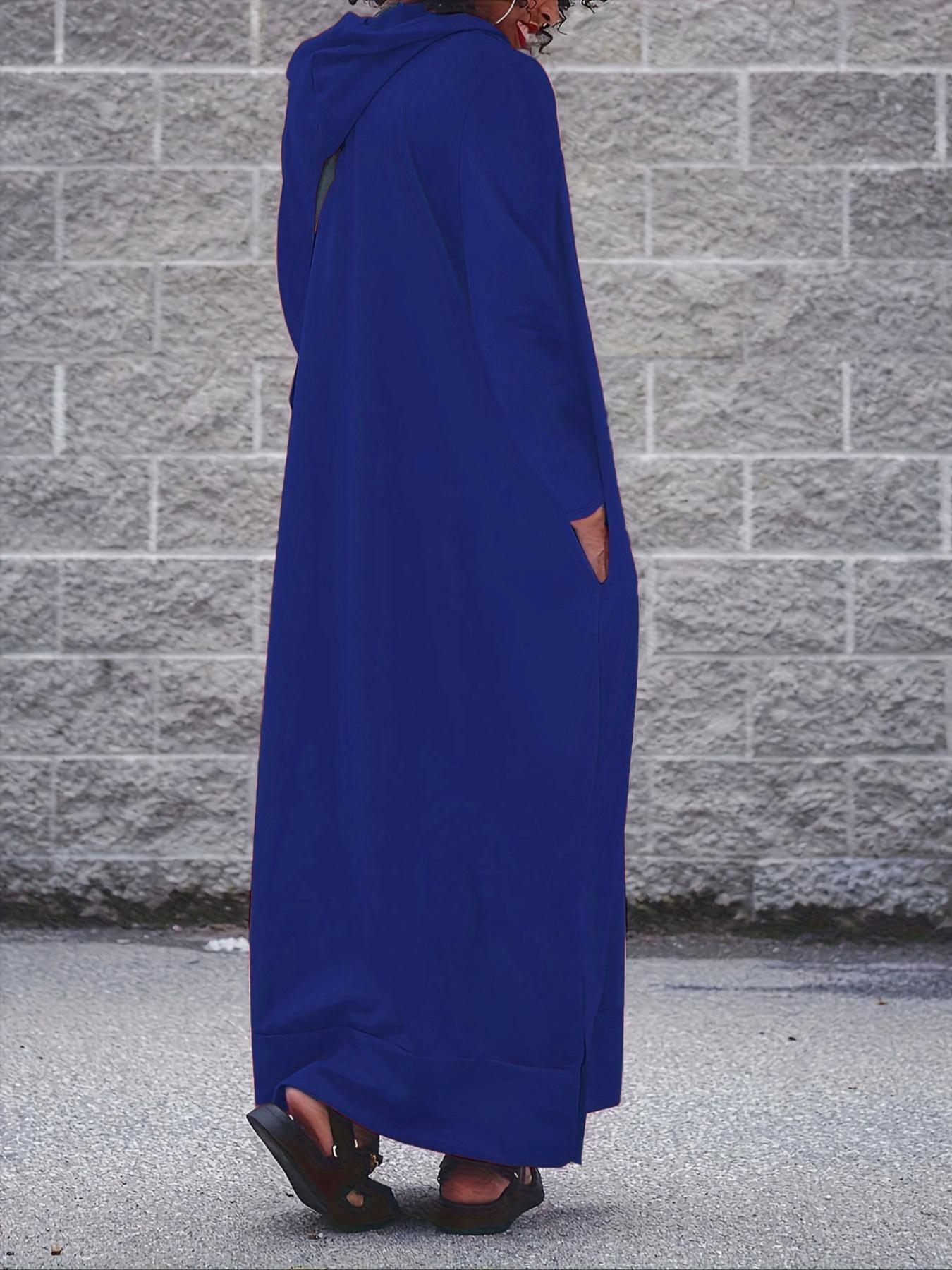 Women's Hooded Loose Long Dress, Spring & Fall Casual Street Style, Long Sleeve Relaxed Fit, Ladies Fashion Clothing, Womenswear