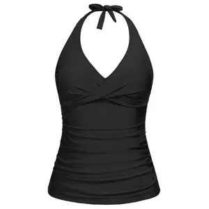 Tempt Me Women’s Tankini Top Halter Tummy Control Swim Tops Only Twist Front V Neck Bathing Suit No Bottom  SwimWeek  summervibes