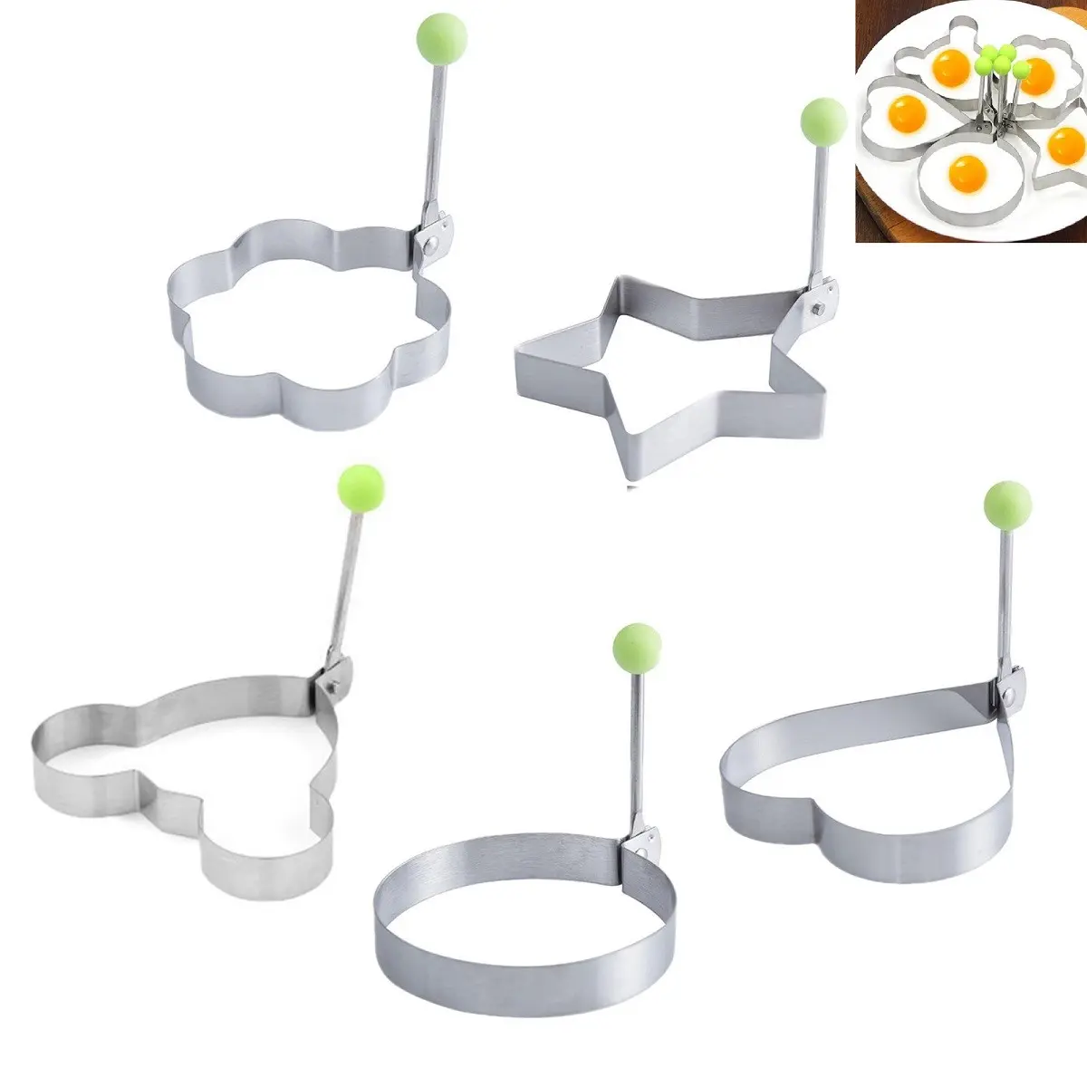 Stainless Steel Heart Star Egg Mold, Cute DIY Breakfast Tool, Multi-Use for Eggs, Pancakes, Rice Balls, Home Kitchen Essential