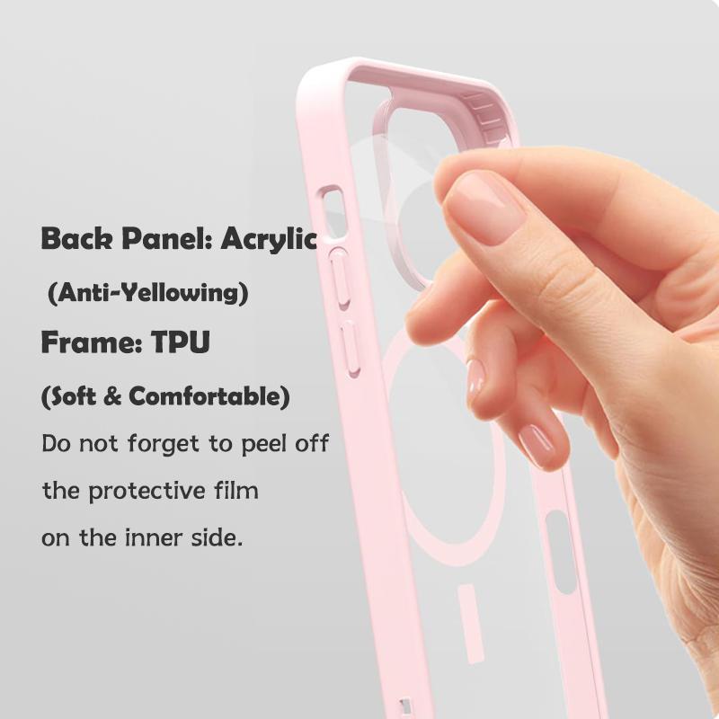 Pink Polka Dots Clear MagSafe Compatible Phone Case & Card Holder Wallet Magnetic Shockproof Cover for iPhone 17 /16 Pro Max Cases for Samsung S25 Black