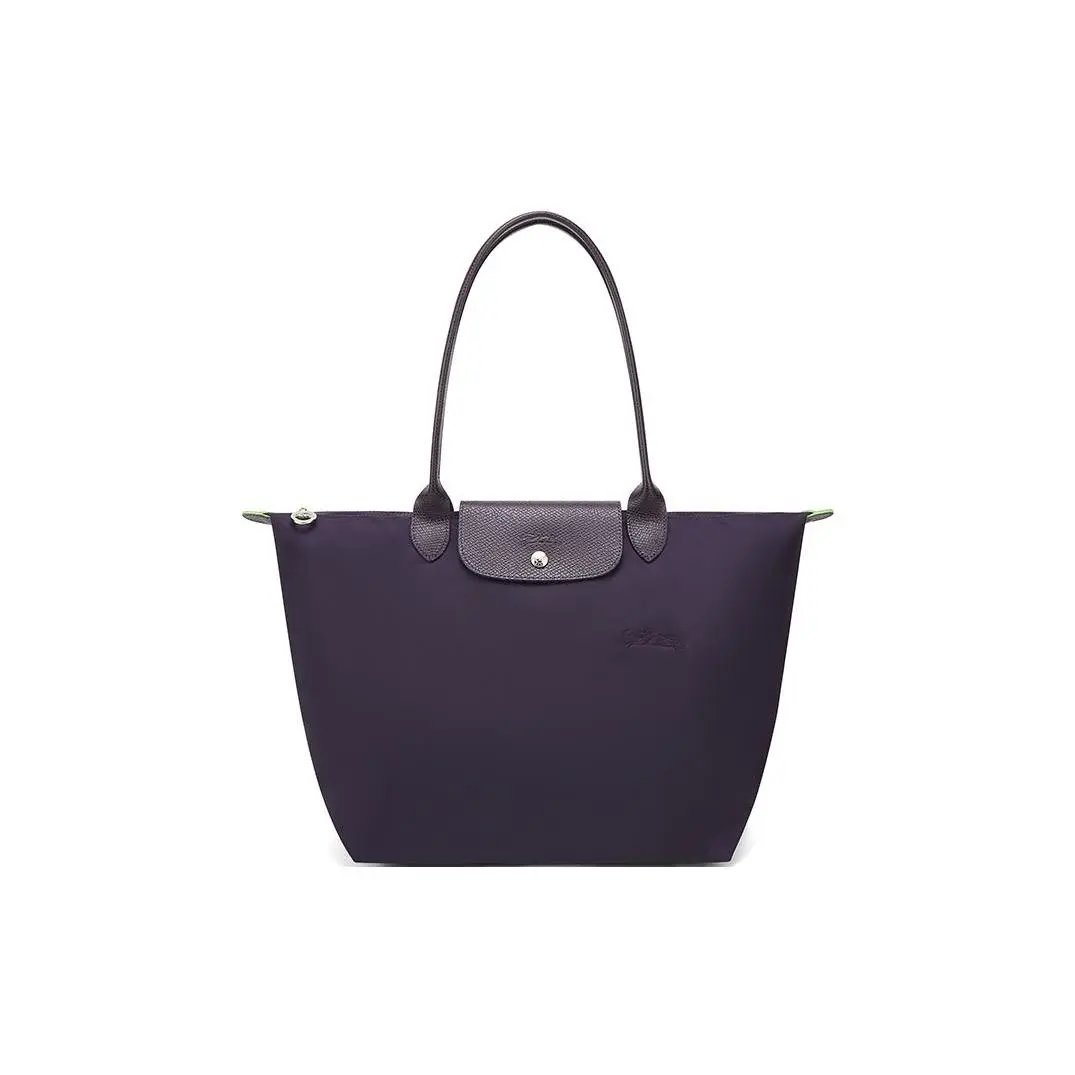 Longchamp Logo-Embossed Zipper Closure Solid Color Fabric Dumpling Bag for Women, Purple