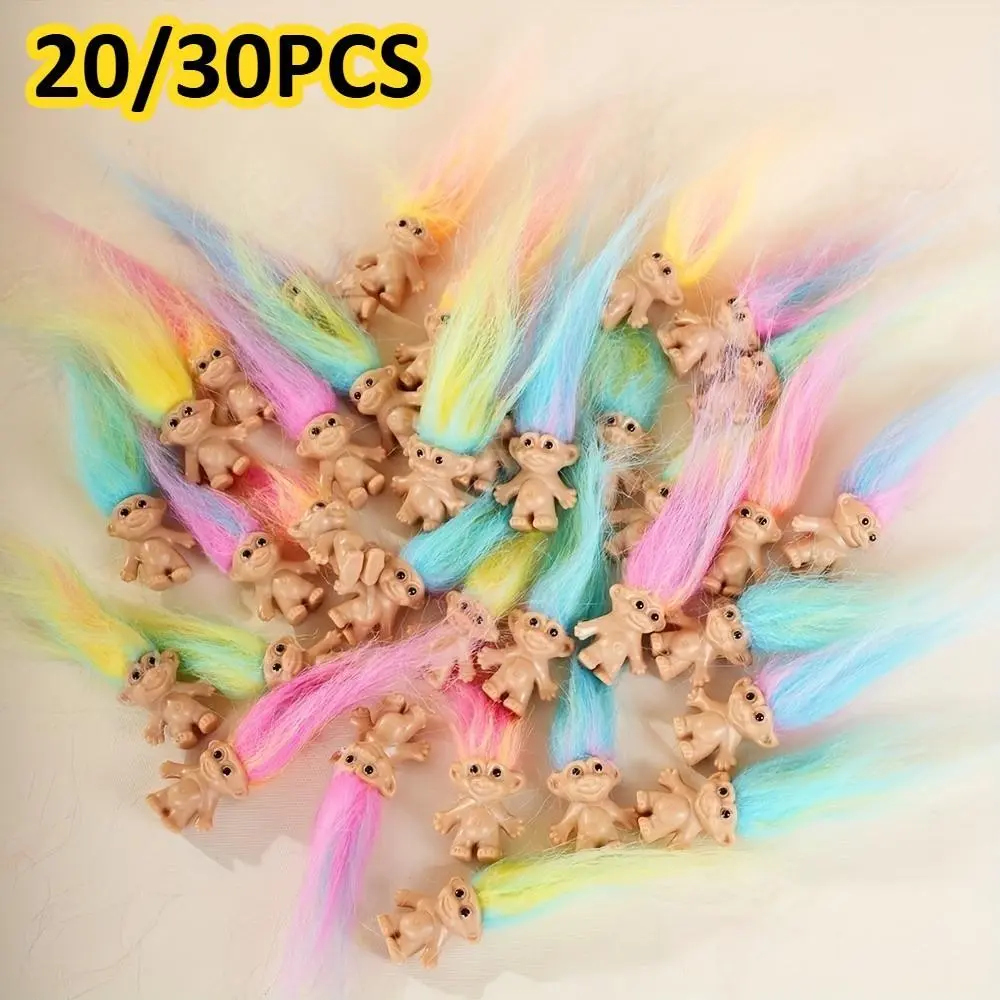 20pcs/30pcs Two-Tone Long Hair Ugly Dolls Plastic Figurines, Small Decorative Sculpture Decorations And Ornaments, Creative Home Decor, Home Decor Sculptures, Easter Gifts, Perfect Birthday Presents