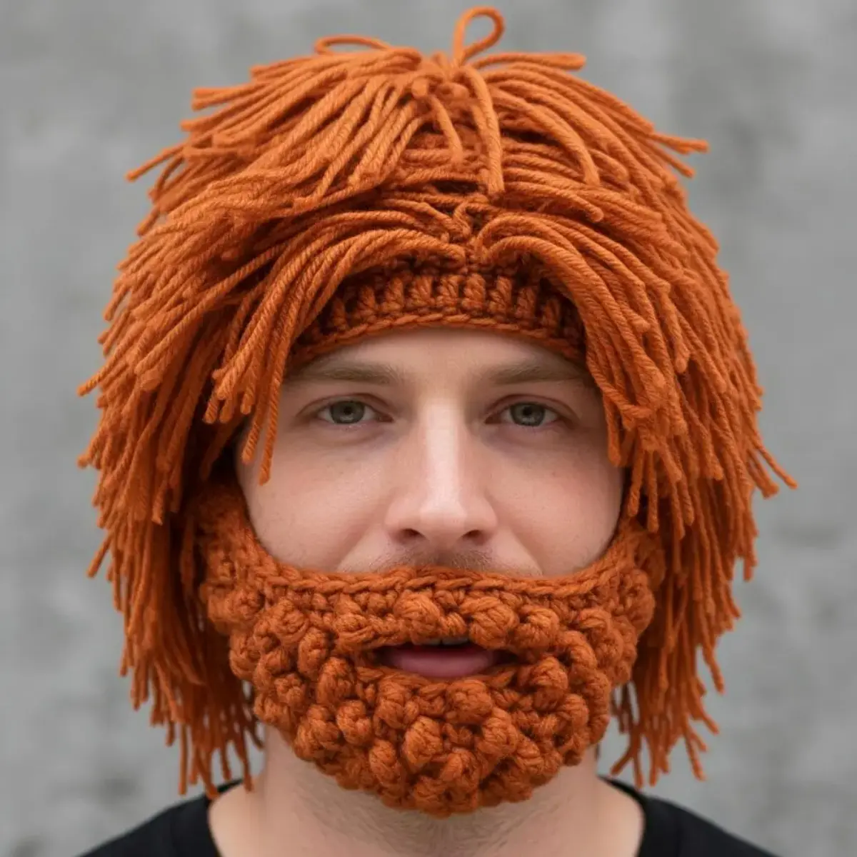 Chic Aesthetic Novelty Costume Hat - Fun Integrated Wig and Beard Motif with Adjustable Stretchy Fit and Full Thermal Coverage, Unique Fantasy Cosplay Headwear Accessory, Perfect for Winter Costumes, Party Dressing & Holiday Fun