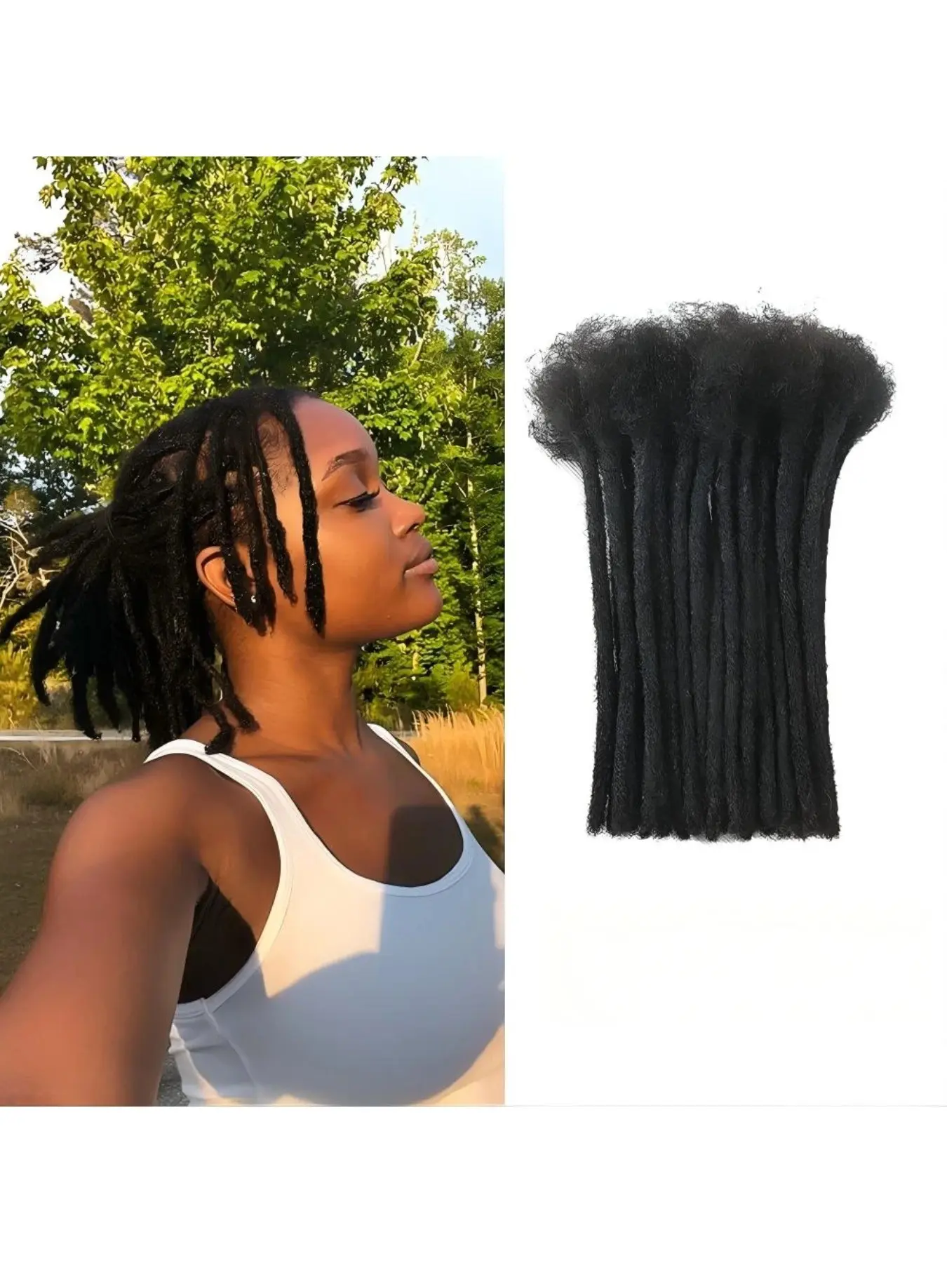 Black Human Hair Dreadlock Extensions Handmade Loc Extensions for Men Women Locs And Braids 4-16 Inch 10/30/60 Strands Natural Loc Hair Soft Durable Lightweight Beginner Friendly Easy Install Full Head Locs Braiding Hair