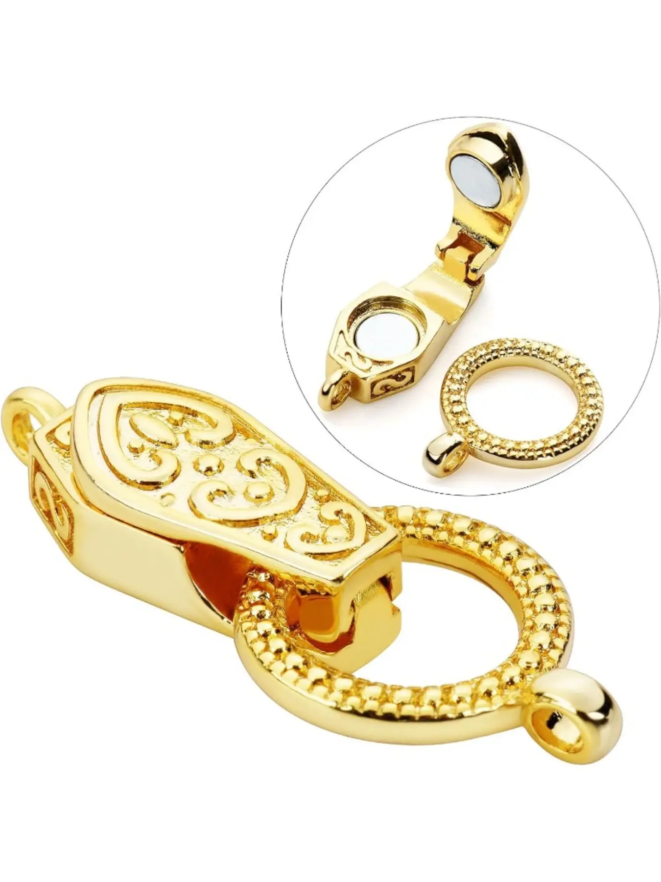Fold Over Necklace Clasps and Closures Magnetic Clasp Brass with Loop Magnet Converter for DIY Bracelet Jewelry Making
